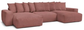 Светлорозов ъглов диван от рипсено кадифе Voltaire – Bobochic Paris