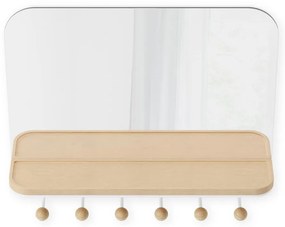 Бяла стенна закачалка от букова дървесина с рафт Estique - Umbra