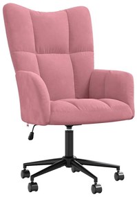 328176 vidaXL Релакс стол, розов, кадифе