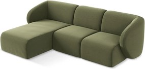 Зелен кадифен ъглов диван (ляв ъгъл) Lani – Makamii