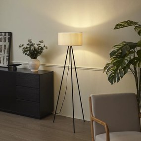 Модерна подова лампа бяла с кадифен абажур - Luz