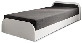 Бяло тъмносиво единично тапицирано легло ПДЧ с място за съхранение с включен матрак 80x190 cm Parys – ELTAP
