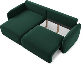 Тъмнозелен кадифен сгъваем/с място за съхранение ъглов диван (ляв ъгъл) Kalena – Makamii
