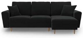 Черен кадифен разтегателен ъглов диван с място за съхранение Kyoto – Cosmopolitan Design