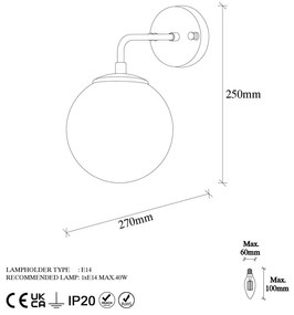 Стенна лампа в бял и бронзов цвят ø 15 cm Viran – Opviq lights