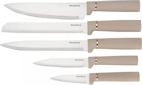 Комплект ножове и прибори Klausberg KB 7935, Дъска и стойка, 12 части, Бежов