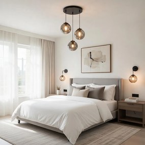 Аплик СИТИ, черен/сив, 1xE27