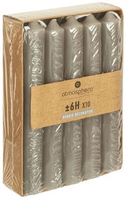 Комплект свещи без аромат atmosphera Hugo, 16 cm, 10 бр - Тъмносив