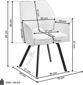 ТУЛИП Тъмно бежово (тъкан UF980-03) - МОДЕРЕН ТАПИЦИРАН СТОЛ С ПОДЛАКЪТНИЦИ ЗА ДНЕВНА/ТРАПЕЗАРИЯ/ОФИС ЛОФТ
