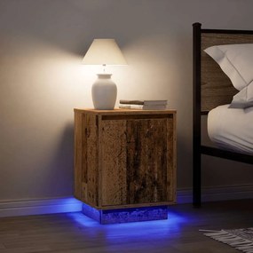 861280 vidaXL Нощни шкафчета с LED осветление 2 бр. старо дърво 38x34x50 cm