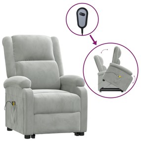 3124836 vidaXL Изправящ масажен стол, светлосив, кадифе