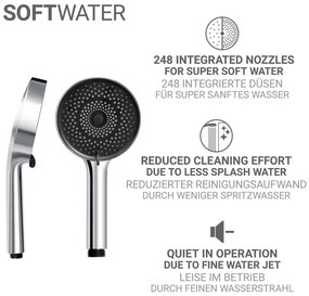 Душ комплект от неръждаема стомана в сребрист цвят с подвижен държач 70 cm Softwater – Wenko