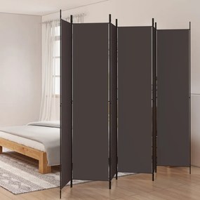 350207 vidaXL Параван за стая, 6 панела, кафяв, 300x220 см, плат