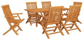 3059596 vidaXL Градински трапезен комплект, 7 части, тиково дърво масив