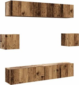 3328989 vidaXL Комплект ТВ шкафове за стенен монтаж 6 части, инженерно дърво