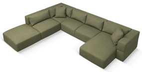 Светлозелен ъгъл U-образен диван, ляв ъгъл Esther – Milo Casa