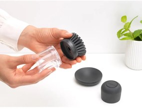 Дозатор за течен сапун с четка за миене на съдове Brabantia Sinkside 1003317, 100 мл, Полиестерни четчици, Поставка, Тъмносив