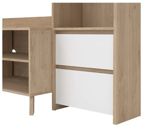 TV комплект от дъбов декор в бял и естествен цвят 209x183x48 cm Next – Tvilum