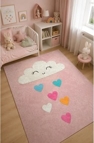 Розов детски килим подходящ за пране 140x190 cm Clouds – Mila Home