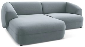 Светлосин кадифен ъглов диван (ляв ъгъл) Moana – Makamii