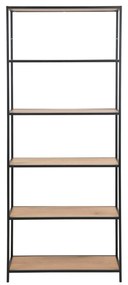 Черен/естествен стелаж от декор от дъб 77x185 cm Seaford – Actona