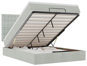 3314468 vidaXL Османска легло с матраци и LED, светлосиво, 140x200 см, кадифе