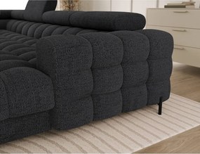 Тъмносив разтегателен ъглов диван от букле (ляв ъгъл U форма) Feraria – ELTAP