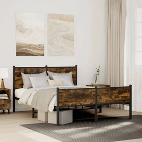 3301385 vidaXL Метална рамка за легло, без матрак, опушен дъб, 150x200 см