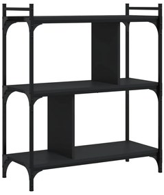833930 vidaXL Библиотека 3 рафта черна 76x32x88 см инженерно дърво
