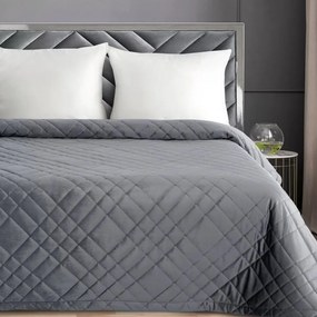 Елегантна кадифена покривка за легло с геометрични шевове - сива Ширина: 170 см | Дължина: 210 см