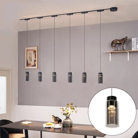 Модерна релсова система за осветление с 6 черни висящи лампи 1-фазов - Magnetic Vance