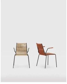 Бежови метални трапезни столове в комплект с подлакътници/за подреждане 2 бр. Emily – Marckeric