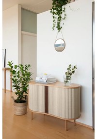 Нисък скрин с дъбов декор в бежово-натурален цвят с плъзгащи се врати 100x67 cm Audacious - UMAGE