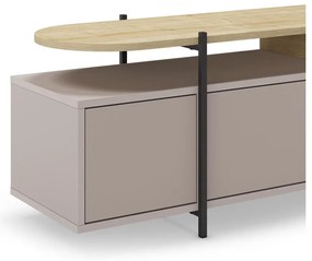 Масичка за телевизор в сиво и бежово от дъб 160x48 cm Hinoa - Marckeric