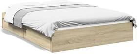 3280687 vidaXL Рамка за легло с чекмедже дъб сонома 140x190 см инженерно дърво