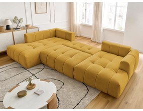 Сгъваем/с място за съхранение ъглов диван в цвят горчица (ляв ъгъл/U форма) Fuji – Bobochic Paris