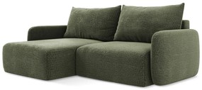Зелен разтегателен ъглов диван с място за съхранение (ляв ъгъл) Kalena – Makamii