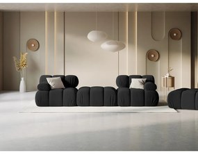 Черен ъглов диван от кадифе Bellis - Micadoni Home
