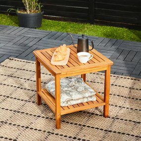 Дървена странична маса от акациева дървесина - 45 x 45 x 45 cm