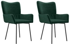 344800 vidaXL Трапезни столове, 2 бр, тъмнозелени, кадифе