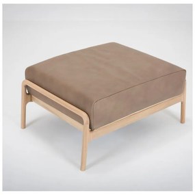 Светлокафява табуретка от биволска кожа с масивна дъбова конструкция Fawn - Gazzda