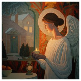 Картина на платно – Ангел със свещ