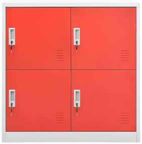336434 vidaXL Заключващ се шкаф, светлосиво и червено, 90x45x92,5 см, стомана