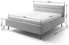 Бежово двойно легло 180x200 cm тапицирано с място за съхранение с включена подматрачна рамка Lotte – Meise Möbel