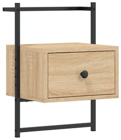 833445 vidaXL Нощно шкафче стенно сонома дъб 35x30x51 см инженерно дърво