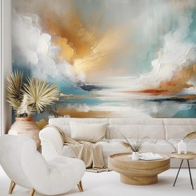 Самозалепващ тапет – Абстрактни златни и сини тонове