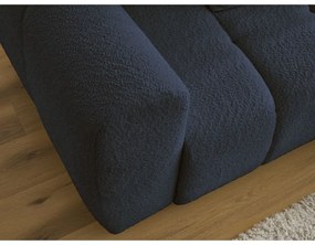 Син сгъваем/с място за съхранение ъглов диван от прежда с примки от букле (десен ъгъл) Roxelane – Bobochic Paris