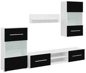 243864 vidaXL ТВ комплект шкафове, 5 части, с LED осветление, черен