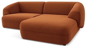 Оранжев кадифен ъглов диван (десен ъгъл) Moana – Makamii