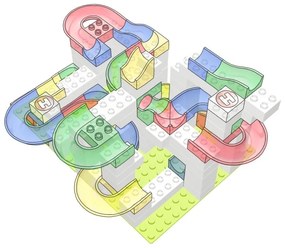 Комплект строителни блокчета за писта за снежни топки, 120 бр. - Hubelino